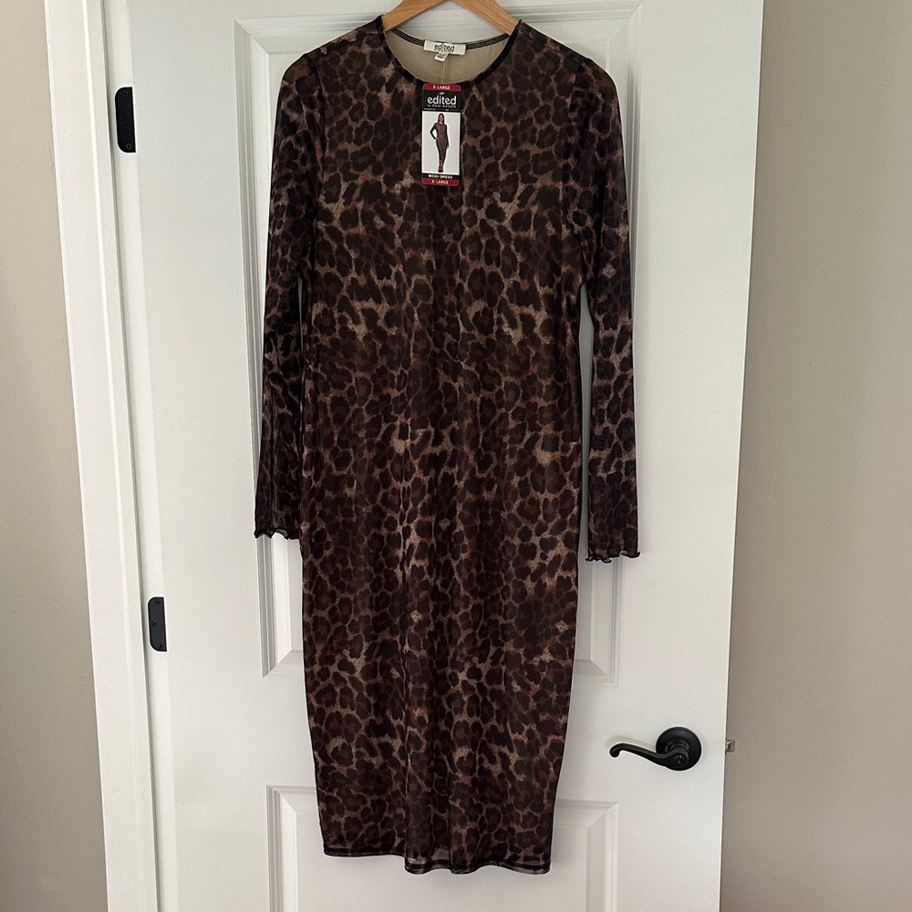 Edited by Remi Bader Brown Leopard Print Dress - Size XL NWT